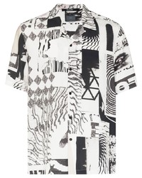 Chemise à manches courtes imprimée blanche et noire Ksubi