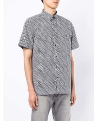 Chemise à manches courtes imprimée blanche et noire Hugo