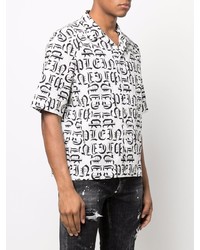 Chemise à manches courtes imprimée blanche et noire Philipp Plein