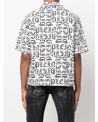 Chemise à manches courtes imprimée blanche et noire Philipp Plein