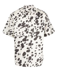 Chemise à manches courtes imprimée blanche et noire Marni