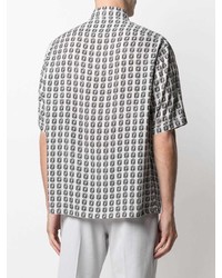 Chemise à manches courtes imprimée blanche et noire Fendi