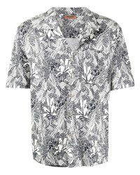 Chemise à manches courtes imprimée blanche et noire Missoni