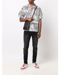 Chemise à manches courtes imprimée blanche et noire Amiri