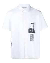 Chemise à manches courtes imprimée blanche et noire Neil Barrett