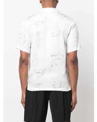 Chemise à manches courtes imprimée blanche et noire Soulland