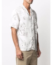 Chemise à manches courtes imprimée blanche et noire Soulland