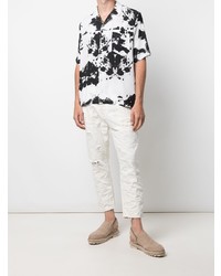 Chemise à manches courtes imprimée blanche et noire Rhude