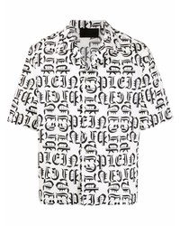 Chemise à manches courtes imprimée blanche et noire Philipp Plein