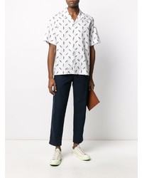 Chemise à manches courtes imprimée blanche et noire Paul Smith