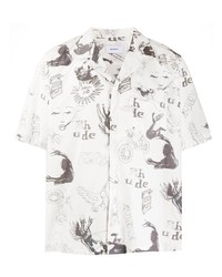 Chemise à manches courtes imprimée blanche et noire Rhude