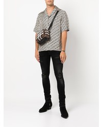 Chemise à manches courtes imprimée blanche et noire Amiri