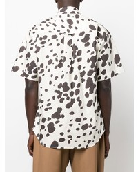 Chemise à manches courtes imprimée blanche et noire Marni