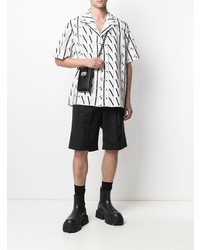 Chemise à manches courtes imprimée blanche et noire Valentino