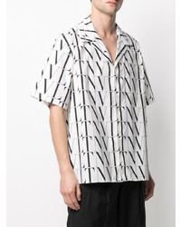 Chemise à manches courtes imprimée blanche et noire Valentino