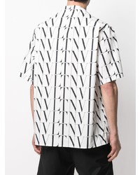 Chemise à manches courtes imprimée blanche et noire Valentino