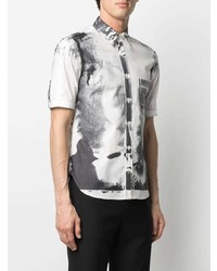 Chemise à manches courtes imprimée blanche et noire Alexander McQueen