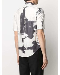 Chemise à manches courtes imprimée blanche et noire Alexander McQueen