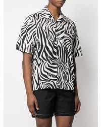 Chemise à manches courtes imprimée blanche et noire Aries