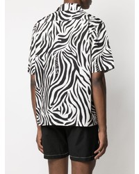 Chemise à manches courtes imprimée blanche et noire Aries