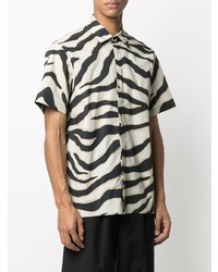 Chemise à manches courtes imprimée blanche et noire Just Cavalli