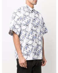 Chemise à manches courtes imprimée blanche MSGM