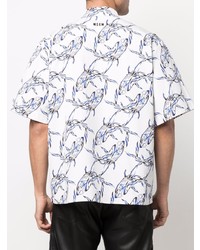 Chemise à manches courtes imprimée blanche MSGM