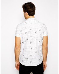 Chemise à manches courtes imprimée blanche Asos