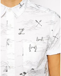 Chemise à manches courtes imprimée blanche Asos