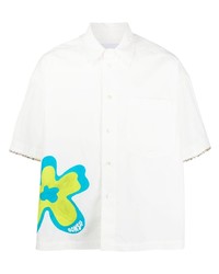 Chemise à manches courtes imprimée blanche Bonsai
