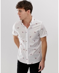 Chemise à manches courtes imprimée blanche Burton Menswear