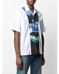 Chemise à manches courtes imprimée blanche MSGM