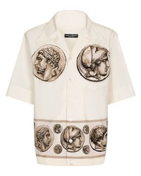 Chemise à manches courtes imprimée blanche Dolce & Gabbana