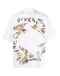 Chemise à manches courtes imprimée blanche Givenchy