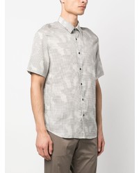 Chemise à manches courtes imprimée blanche Armani