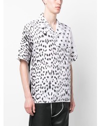 Chemise à manches courtes imprimée blanche Roberto Cavalli