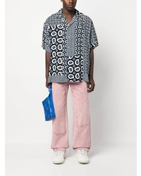 Chemise à manches courtes imprimée blanche MSGM