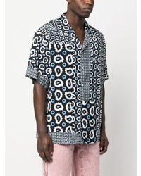 Chemise à manches courtes imprimée blanche MSGM