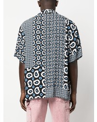 Chemise à manches courtes imprimée blanche MSGM