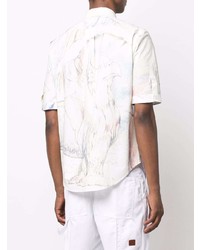 Chemise à manches courtes imprimée blanche Alexander McQueen