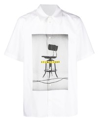 Chemise à manches courtes imprimée blanche Helmut Lang