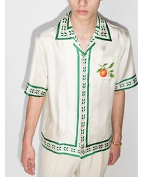 Chemise à manches courtes imprimée blanche Casablanca