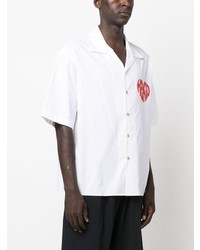 Chemise à manches courtes imprimée blanche Kenzo