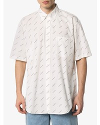 Chemise à manches courtes imprimée blanche Balenciaga