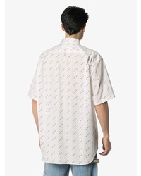 Chemise à manches courtes imprimée blanche Balenciaga