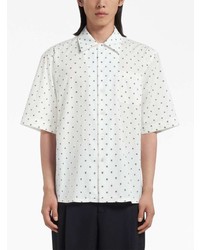 Chemise à manches courtes imprimée blanche Marni