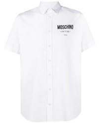 Chemise à manches courtes imprimée blanche Moschino