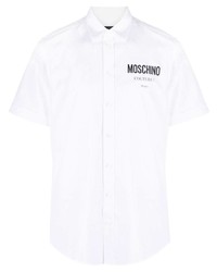Chemise à manches courtes imprimée blanche Moschino