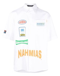 Chemise à manches courtes imprimée blanche Nahmias