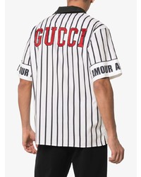 Chemise à manches courtes imprimée blanche Gucci